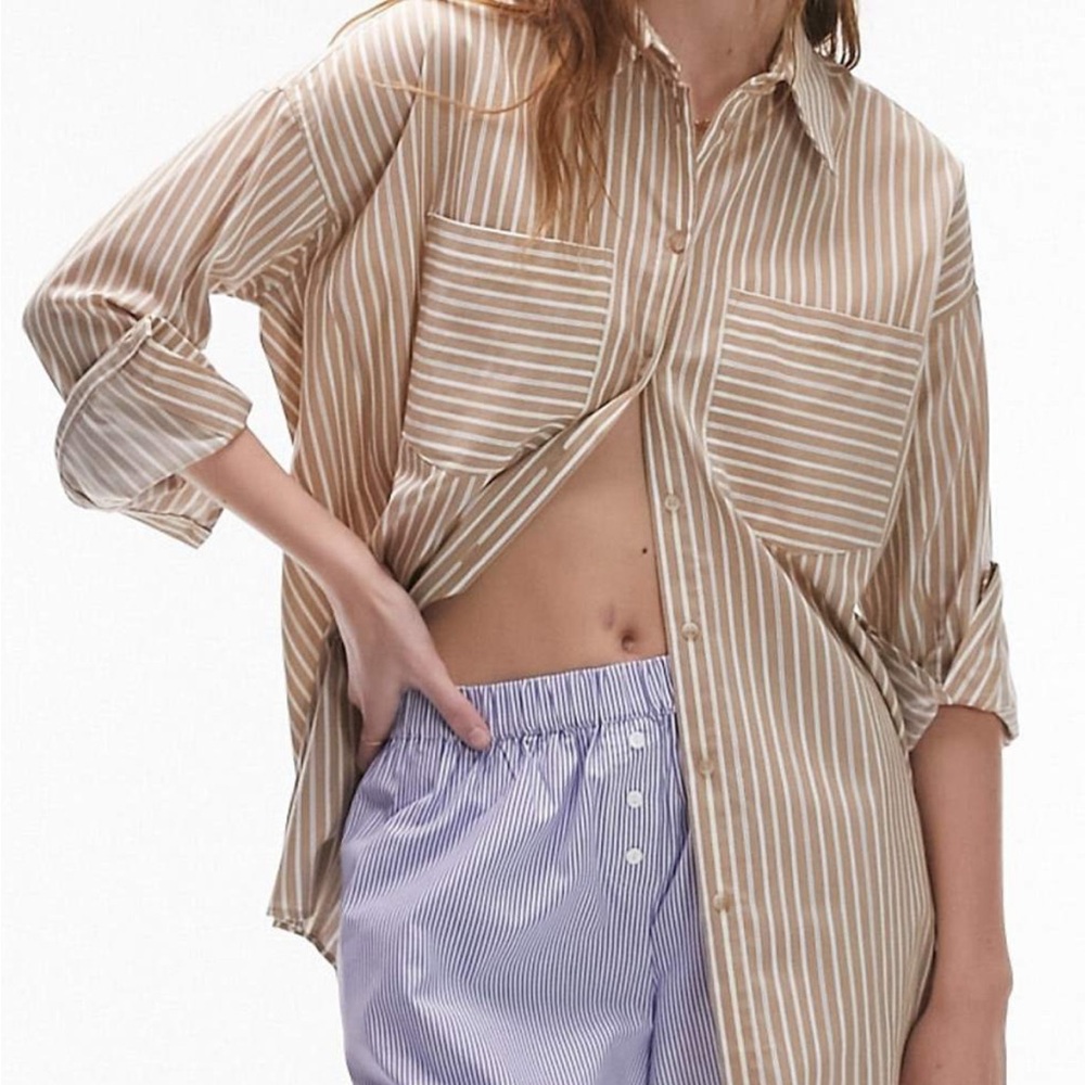 Topshop Striped Button Down